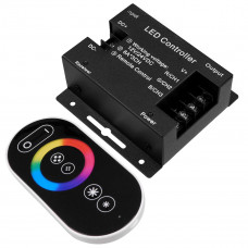 GLOBOSTAR® RGBCONTROLLER 73406 Dimmer / Controller με RF Ασύρματο Χειριστήριο με 3 x 6A 180W Κανάλια DC 12-24V 18A 432W Max IP20 - RF2.4Ghz - Μ8.3 x Π8.1 x Υ3.3cm - 2 Χρόνια Εγγύηση