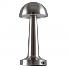 GloboStar® COCO 76510 Επαναφορτιζόμενο Επιτραπέζιο Φωτιστικό Πορτατίφ LED 1.5W 105lm 120° DC 5V IP44 Θερμό Λευκό 2700K Dimmable Ασημί Αλουμίνιο - Μ10 x Π10 x Υ22cm - 2 Xρόνια Εγγύηση