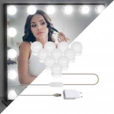 GLOBOSTAR® MIRRORPEARLS 79047 Μοντέρνο Φωτιστικό Γιρλάντα Καθρέπτη Μακιγιάζ με USB 5.0 LED 8W 800lm 260° DC 5V Αδιάβροχο IP54 Ρυθμιζόμενο Λευκό CCT με Ενσωματωμένο Χειριστήριο από 2700K έως 6000K Dimm