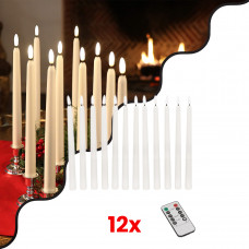 GLOBOSTAR® CANDLESTICKS 79564 Διακοσμητικό Κερi Κηροπηγίου με Εφέ Κινούμενης Φλόγας & IR Ασύρματο Χειριστήριο LED 0.5W 25lm 180° DC 3V με 2xAA Μπαταρίες IP20 Θερμό Λευκό 2700K - Λευκό - Μ2 x Π2 x Υ27.