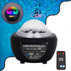 GloboStar® 79603 Μαύρο Επιτραπέζιο Διακοσμητικό Φωτιστικό Ειδικών Εφε NIGHT SKY GALAXY 3D LED 10W DC 5V 2200mAh Επαναφορτιζόμενο με Bluetooth Speaker - Sound Activated - Καλώδιο Τροφοδοσίας USB και Ασ