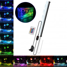 GLOBOSTAR® AQUARIUS 79677 Φωτιστικό Ενυδρείου με Οξυγονωτή & IR Ασύρματο Χειριστήριο LED 24W 1200lm 180° AC 220-240V Αδιάβροχο IP65 Πολύχρωμο RGB Dimmable - Sanan SMD Chip - Μαύρο - Μ67 x Π2.8 x Υ1.3c