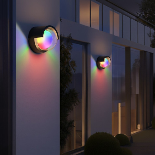 kelvo® NEXA KLV-101-0254 Φωτιστικό Τοίχου / Απλίκα LED 6W 360lm 180° AC 220-240V Αδιάβροχο IP65 Πολύχρωμο RGB+WW Dimmable SPI/TTL Protocol IC UCS512 - Sanan SMD Chip & TÜV SÜD Driver - Μαύρο Ματ - Μ11