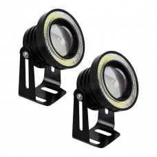 GLOBOSTAR® MOTOFLOOD 81634 Προβολάκι LED 30W/60W 3200lm/6400lm 45° DC 12V Αδιάβροχο IP65 Ψυχρό Λευκό 6000K - CREE COB Chip - Μ8.8 x Π8.8 x Υ7cm - Πακέτο 2 Τεμαχίων - 2 Χρόνια Εγγύηση