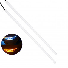 GLOBOSTAR® DRL 81724 Φώτα Ημέρας DRL & Φλας LED 8W/16W 700lm/1400lm 200° DC 12V Αδιάβροχο IP65 Ψυχρό Λευκό 6000K & Πορτοκαλί - Μ45 x Π1.3 x Υ1.3cm - Πακέτο 2 Τεμαχίων - 1 Χρόνο Εγγύηση