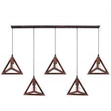 GLOBOSTAR® TRIANGLE 00609 Μοντέρνο Κρεμαστό Φωτιστικό Οροφής με Ντουί 5 x E27 AC 220-240V IP20 - Χάλκινο - Μ170 x Π22 x Y130cm