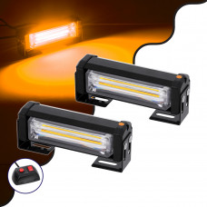GloboStar® 85027 PRO Series ΣΕΤ 2 x Μπάρες Σήμανσης Οχήματος Οδικής Βοήθείας για Αυτοκίνητα & Φορτηγά 13 Προγραμμάτων Φωτισμού LED CREE CXB COB 18W DC 10-30V Αδιάβροχο IP65 Πορτοκαλί