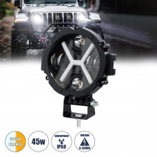 GLOBOSTAR® JEEPPRO 85416 Προβολάκι LED 45W 4500lm 30° DC 9-36V Αδιάβροχο IP68 Ρυθμιζόμενο Λευκό CCT - CREE COB Chip - Μ17.5x Π8.5 x Υ20cm - 2 Χρόνια Εγγύηση