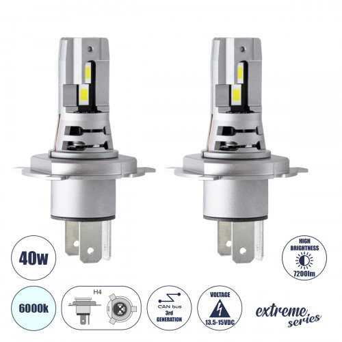 GloboStar® 85648 7S H4 KIT Βασικού Φωτισμού Αυτοκινήτου & Μοτοσυκλέτας 3rd Generation Can-Bus Extreme Series LED 7035 SMD 40W 7200lm DC 13.5-15V Αδιάβροχο IP68 Ψυχρό Λευκό 6000K GloboStar® 85648 7S H4 KIT Βασικού Φωτισμού Αυτοκινήτου & Μοτοσυκλέτας 3rd Generation Can-Bus Extreme Series LED 7035 SMD 40W 7200lm DC 13.5-15V Αδιάβροχο IP68 Ψυχρό Λευκό 6000K
