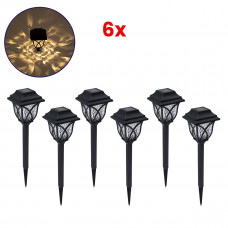 GloboStar® 85702 ΣΕΤ 6 Τεμαχίων Αυτόνομα Ηλιακά Φωτιστικά LED SMD 1W 100lm με Ενσωματωμένη Μπαταρία 600mAh - Φωτοβολταϊκό Πάνελ με Αισθητήρα Ημέρας-Νύχτας Αδιάβροχο IP65 Φανάρι Κήπου Τετράγωνο Θερμό Λ