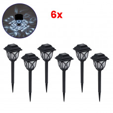 GloboStar® 85703 ΣΕΤ 6 Τεμαχίων Αυτόνομα Ηλιακά Φωτιστικά LED SMD 1W 100lm με Ενσωματωμένη Μπαταρία 600mAh - Φωτοβολταϊκό Πάνελ με Αισθητήρα Ημέρας-Νύχτας Αδιάβροχο IP65 Φανάρι Κήπου Τετράγωνο Ψυχρό Λ
