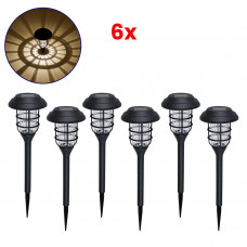 GloboStar® 85704 ΣΕΤ 6 Τεμαχίων Αυτόνομα Ηλιακά Φωτιστικά LED SMD 1W 100lm με Ενσωματωμένη Μπαταρία 250mAh - Φωτοβολταϊκό Πάνελ με Αισθητήρα Ημέρας-Νύχτας Αδιάβροχο IP65 Φανάρι Κήπου Στρογγυλό Θερμό Λ