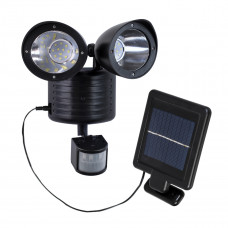 GloboStar® 85712 Μαύρο Αυτόνομο Ηλιακό Φωτιστικό LED SMD 10W 150lm με Ενσωματωμένη Μπαταρία 1200mAh - Φωτοβολταϊκό Πάνελ με Αισθητήρα Ημέρας-Νύχτας και PIR Αισθητήρα Κίνησης Αδιάβροχο IP54 Ψυχρό Λευκό