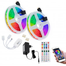 GLOBOSTAR® CHROMAWAVE 85813 Σετ Ταινίας με Τροφοδοτικό με IR Ασύρματο Χειριστήριο & Λειτουργία μέσω WiFi APP LED 72W 4320lm 120° AC 220-240V IP20 600 x SMD5050 Chip Πολύχρωμο RGB Dimmable - Sanan SMD 