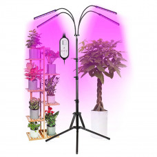 GloboStar® 85956 Grow Light Full Spectrum LED Φωτιστικό Ανάπτυξης Φυτών Γλάστρας με 4 Κινούμενες Κεφαλές & Τρίποδο 150cm SMD 2835 20W 180° AC230V IP20 με Dimmer & Timer Εσωτερικού Χώρου για Κάλυψη Επι