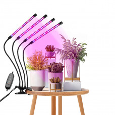 GloboStar® 85957 Grow Light Full Spectrum LED Φωτιστικό Ανάπτυξης Φυτών Γλάστρας με 4 Κινούμενες Κεφαλές & Βάση Μανταλάκι Clip SMD 2835 20W 160° AC230V IP20 με Dimmer & Timer Εσωτερικού Χώρου για Κάλυ