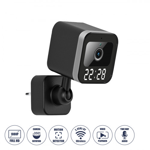 GloboStar® 86082 Επιτοίχια Κάμερα Πρίζας WiFi HD 1080P 350° Διπλή Κατέυθυνση Ομιλίας & Ανιχνευτή Κίνησης - Απομακρυσμένος Έλεγχος IP20 - Μαύρο - Μ6 x Π5.5 x Υ16cm - 2 Χρόνια Εγγύηση GloboStar® 86082 Επιτοίχια Κάμερα Πρίζας WiFi HD 1080P 350° Διπλή Κατέυθυνση Ομιλίας & Ανιχνευτή Κίνησης - Απομακρυσμένος Έλεγχος IP20 - Μαύρο - Μ6 x Π5.5 x Υ16cm - 2 Χρόνια Εγγύηση