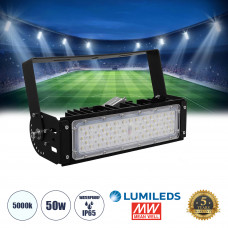 GLOBOSTAR® GOLIATH 90100-1 Προβολέας για Γήπεδα Tennis & Ποδοσφαίρου 5x5 LED 50W 7500lm 75°x135° SDCM<5 Fish Eye Lens AC 220-240V Αδιάβροχο IP65 IK08 Φυσικό Λευκό 5000K - Lumileds SMD Chip & Mean Well