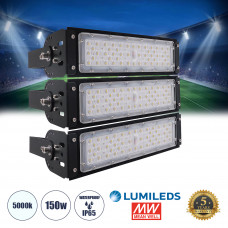 GLOBOSTAR® GOLIATH 90100-3 Προβολέας για Γήπεδα Tennis & Ποδοσφαίρου 5x5 LED 150W 22500lm 75°x135° SDCM<5 Fish Eye Lens AC 220-240V Αδιάβροχο IP65 IK08 Φυσικό Λευκό 5000K - Lumileds SMD Chip & Mean We