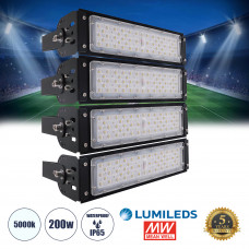 GLOBOSTAR® GOLIATH 90100-4 Προβολέας για Γήπεδα Tennis & Ποδοσφαίρου 5x5 LED 200W 30000lm 75°x135° SDCM<5 Fish Eye Lens AC 220-240V Αδιάβροχο IP65 IK08 Φυσικό Λευκό 5000K - Lumileds SMD Chip & Mean We