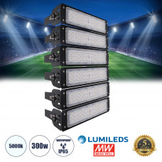 GLOBOSTAR® GOLIATH 90100-6 Προβολέας για Γήπεδα Tennis & Ποδοσφαίρου 5x5 LED 300W 45000lm 75°x135° SDCM<5 Fish Eye Lens AC 220-240V Αδιάβροχο IP65 IK08 Φυσικό Λευκό 5000K - Lumileds SMD Chip & Mean We