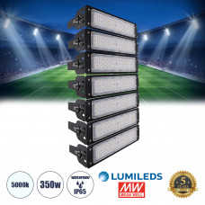 GLOBOSTAR® GOLIATH 90100-7 Προβολέας για Γήπεδα Tennis & Ποδοσφαίρου 5x5 LED 350W 52500lm 75°x135° SDCM<5 Fish Eye Lens AC 220-240V Αδιάβροχο IP65 IK08 Φυσικό Λευκό 5000K - Lumileds SMD Chip & Mean We