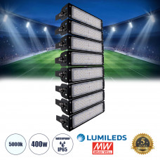 GLOBOSTAR® GOLIATH 90100-8 Προβολέας για Γήπεδα Tennis & Ποδοσφαίρου 5x5 LED 400W 60000lm 75°x135° SDCM<5 Fish Eye Lens AC 220-240V Αδιάβροχο IP65 IK08 Φυσικό Λευκό 5000K - Lumileds SMD Chip & Mean We
