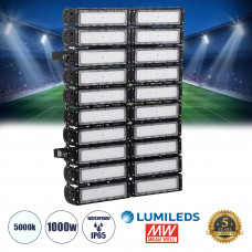 GLOBOSTAR® GOLIATH 90105 Προβολέας για Γήπεδα Tennis & Ποδοσφαίρου 5x5 LED 1000W 150000lm 75°x135° SDCM<5 Fish Eye Lens AC 220-240V Αδιάβροχο IP65 IK08 Φυσικό Λευκό 5000K - Lumileds SMD Chip & Mean We