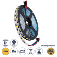 GLOBOSTAR® DIGIPRO 90603 Ψηφιακή Pixel Addressable Ταινία LED 14.4W/m 1296lm/m 120° DC 12V IP20 60 x SMD5050 Chip/m 60 x Pixel/m Θερμό Λευκό 2700K Dimmable SPI/TTL Protocol IC TM1908 - Sanan SMD Chip 