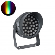GLOBOSTAR® FLOODIMO 90745 Προβολέας Σποτ Wall Washer με Αντιθαμβωτική Γρίλια LED 54W 4320lm 10° DC 24V Αδιάβροχο IP67 Πολύχρωμο RGBW Dimmable DMX512 - Bridgelux SMD Chip - Γκρι Ανθρακί - Μ26 x Π28 x Υ