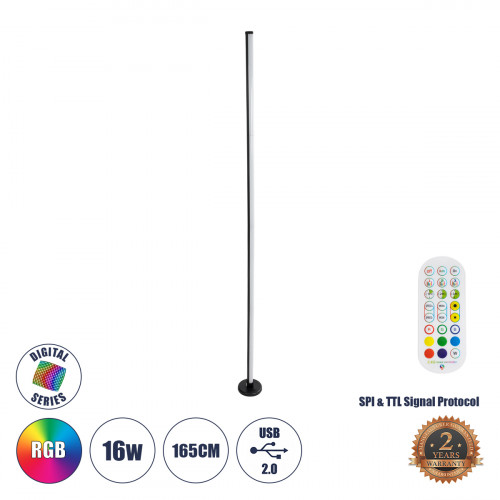GLOBOSTAR® DIGICOLUMN 90764 Μοντέρνο Επιδαπέδιο Γραμμικό Ψηφιακό Φωτιστικό Digital Pixel Symphony Bar με RF Ασύρματο Χειριστήριο LED 16W 1280lm 180° DC 5V με USB 2.0 IP20 Πολύχρωμο RGB Dimmable - Μαύρ GLOBOSTAR® DIGICOLUMN 90764 Μοντέρνο Επιδαπέδιο Γραμμικό Ψηφιακό Φωτιστικό Digital Pixel Symphony Bar με RF Ασύρματο Χειριστήριο LED 16W 1280lm 180° DC 5V με USB 2.0 IP20 Πολύχρωμο RGB Dimmable - Μαύρ