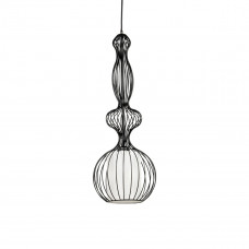 GLOBOSTAR® LILY 01560 Vintage Κρεμαστό Φωτιστικό Οροφής με Ντουί 1 x E27 AC 220-240V IP20 - Μαύρο & Λευκό - Μ23,5 x Π23,5 x Υ67cm