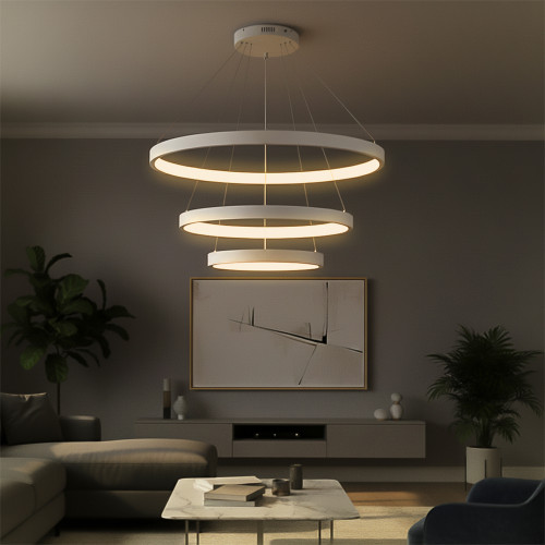 kelvo® NEMESIS KLV-101-0221 Κρεμαστό Φωτιστικό Οροφής LED 120W 12000lm 180° AC 220-240V IP20 Ρυθμιζόμενο Λευκό CCT με Χειριστήριο από 2700K έως 6000K Dimmable - Lumileds SMD Chip - Λευκό Ματ - Μ80 x Π