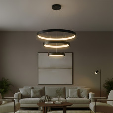kelvo® NEMESIS KLV-101-0217 Κρεμαστό Φωτιστικό Οροφής LED 100W 10000lm 180° AC 220-240V IP20 Ρυθμιζόμενο Λευκό CCT με Χειριστήριο από 2700K έως 6000K Dimmable - Lumileds SMD Chip - Μαύρο Ματ - Μ60 x Π