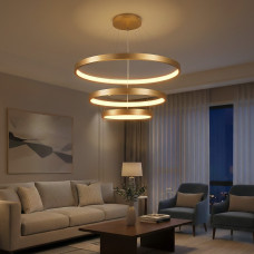 kelvo® NEMESIS KLV-101-0222 Κρεμαστό Φωτιστικό Οροφής LED 120W 12000lm 180° AC 220-240V IP20 Ρυθμιζόμενο Λευκό CCT με Χειριστήριο από 2700K έως 6000K Dimmable - Lumileds SMD Chip - Χρυσό Πλατίνα - Μ80