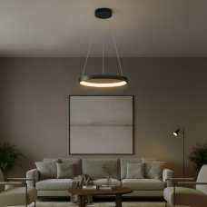 kelvo® NEMESIS KLV-101-0208 Κρεμαστό Φωτιστικό Οροφής LED 45W 4500lm 180° AC 220-240V IP20 Ρυθμιζόμενο Λευκό CCT με Χειριστήριο από 2700K έως 6000K Dimmable - Lumileds SMD Chip - Μαύρο Ματ - Μ60 x Π60