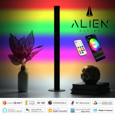 GloboStar® ALIEN-DIVA-BLACK-50-12 ALIEN Design DIVA Μοντέρνο Minimal Nordic Μεταλλικό Φωτιστικό Επιτραπέζιο - Πορτατίφ - Λαμπατέρ Μαύρο LED 10W 1500lm με Ασύρματο Χειριστήριο RF & Dimmer IP20 Πολύχρωμ