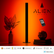GloboStar® ALIEN-DIVA-BLACK-50-4 ALIEN Design DIVA Μοντέρνο Minimal Nordic Μεταλλικό Φωτιστικό Επιτραπέζιο - Πορτατίφ - Λαμπατέρ Μαύρο LED 8W 800lm με Ασύρματο Χειριστήριο RF & Dimmer IP20 Κόκκινο Μ3 