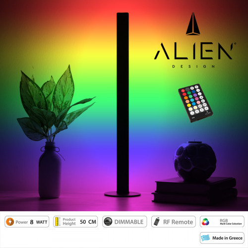 GloboStar® ALIEN-DIVA-BLACK-50-8 ALIEN Design DIVA Μοντέρνο Minimal Nordic Μεταλλικό Φωτιστικό Επιτραπέζιο - Πορτατίφ - Λαμπατέρ Μαύρο LED 8W 800lm με Ασύρματο Χειριστήριο RF & Dimmer IP20 Πολύχρωμο R GloboStar® ALIEN-DIVA-BLACK-50-8 ALIEN Design DIVA Μοντέρνο Minimal Nordic Μεταλλικό Φωτιστικό Επιτραπέζιο - Πορτατίφ - Λαμπατέρ Μαύρο LED 8W 800lm με Ασύρματο Χειριστήριο RF & Dimmer IP20 Πολύχρωμο R