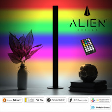 GloboStar® ALIEN-DIVA-BLACK-50-9 ALIEN Design DIVA Μοντέρνο Minimal Nordic Μεταλλικό Φωτιστικό Επιτραπέζιο - Πορτατίφ - Λαμπατέρ Μαύρο LED 10W 1500lm με Ασύρματο Χειριστήριο RF & Dimmer IP20 Πολύχρωμο