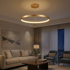 kelvo® NEMESIS KLV-101-0216 Κρεμαστό Φωτιστικό Οροφής LED 75W 7500lm 180° AC 220-240V IP20 Ρυθμιζόμενο Λευκό CCT με Χειριστήριο από 2700K έως 6000K Dimmable - Lumileds SMD Chip - Χρυσό Πλατίνα - Μ100 