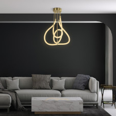 kelvo® GLOW KLV-101-0152 Φωτιστικό Οροφής LED 40W 4000lm 360° AC 220-240V IP20 Ρυθμιζόμενο Λευκό CCT με Χειριστήριο από 2700K έως 6000K Dimmable - Lumileds SMD Chip - Χρυσό Πλατίνα - Μ50 x Π50 x Υ70cm
