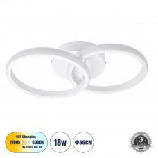 GLOBOSTAR® CORA 61059 Μοντέρνο Φωτιστικό Οροφής LED 18W 2160lm 300° AC 220-240V IP20 Ρυθμιζόμενο Λευκό CCT με On/Off 2700K/4500K/6000K - Lumileds SMD Chip - Λευκό Ματ - Μ36 x Π20.5 x Υ7cm - 3 Χρόνια Ε