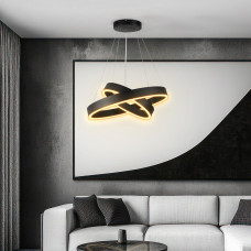 kelvo® VENOM KLV-101-0196-V2 Κρεμαστό Φωτιστικό Οροφής LED 75W 7500lm 120° AC 220-240V IP20 Ρυθμιζόμενο Λευκό CCT με Χειριστήριο από 2700K έως 6000K Dimmable - Lumileds SMD Chip - Μαύρο Ματ - Μ60 x Π6