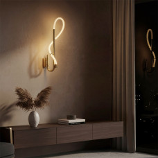 kelvo® GLOW KLV-101-0148-V2 Φωτιστικό Τοίχου / Απλίκα LED 18W 1800lm 360° AC 220-240V IP20 Ρυθμιζόμενο Λευκό CCT με On/Off 2700K/4500K/6000K - Lumileds SMD Chip - Χρυσό Πλατίνα - Μ65 x Π30 x Υ30cm - 3