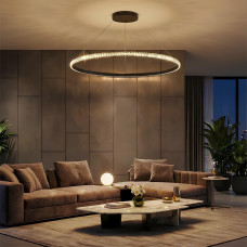 kelvo® DIAMOND KLV-101-0233 Κρεμαστό Φωτιστικό Οροφής LED 75W 7500lm 180° AC 220-240V IP20 Ρυθμιζόμενο Λευκό CCT με Χειριστήριο από 2700K έως 6000K Dimmable - Lumileds SMD Chip - Μαύρο Ματ - Μ100 x Π1