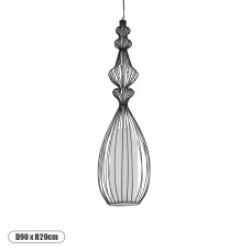 GLOBOSTAR® LILY 01561 Vintage Κρεμαστό Φωτιστικό Οροφής με Ντουί 1 x E27 AC 220-240V IP20 - Μαύρο & Λευκό - Μ20 x Π20 x Υ90cm
