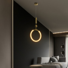 kelvo® GLOW KLV-101-0175 Κρεμαστό Φωτιστικό Οροφής LED 18W 1800lm 360° AC 220-240V IP20 Ρυθμιζόμενο Λευκό CCT με On/Off 2700K/4500K/6000K - Lumileds SMD Chip - Χρυσό Πλατίνα - Μ30 x Π6 x Υ60cm - 3 Χρό
