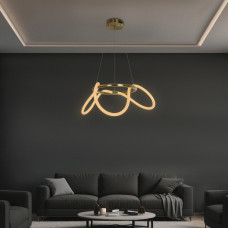 kelvo® GLOW KLV-101-0162 Κρεμαστό Φωτιστικό Οροφής LED 36W 3600lm 360° AC 220-240V IP20 Ρυθμιζόμενο Λευκό CCT με Χειριστήριο από 2700K έως 6000K Dimmable - Lumileds SMD Chip - Χρυσό Πλατίνα - Μ70 x Π7
