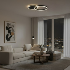 kelvo® VENOM KLV-101-0181 Φωτιστικό Οροφής LED 45W 4500lm 360° AC 220-240V IP20 Ρυθμιζόμενο Λευκό CCT με Χειριστήριο από 2700K έως 6000K Dimmable - Lumileds SMD Chip - Μαύρο Ματ - Μ60 x Π40 x Υ7.5cm -